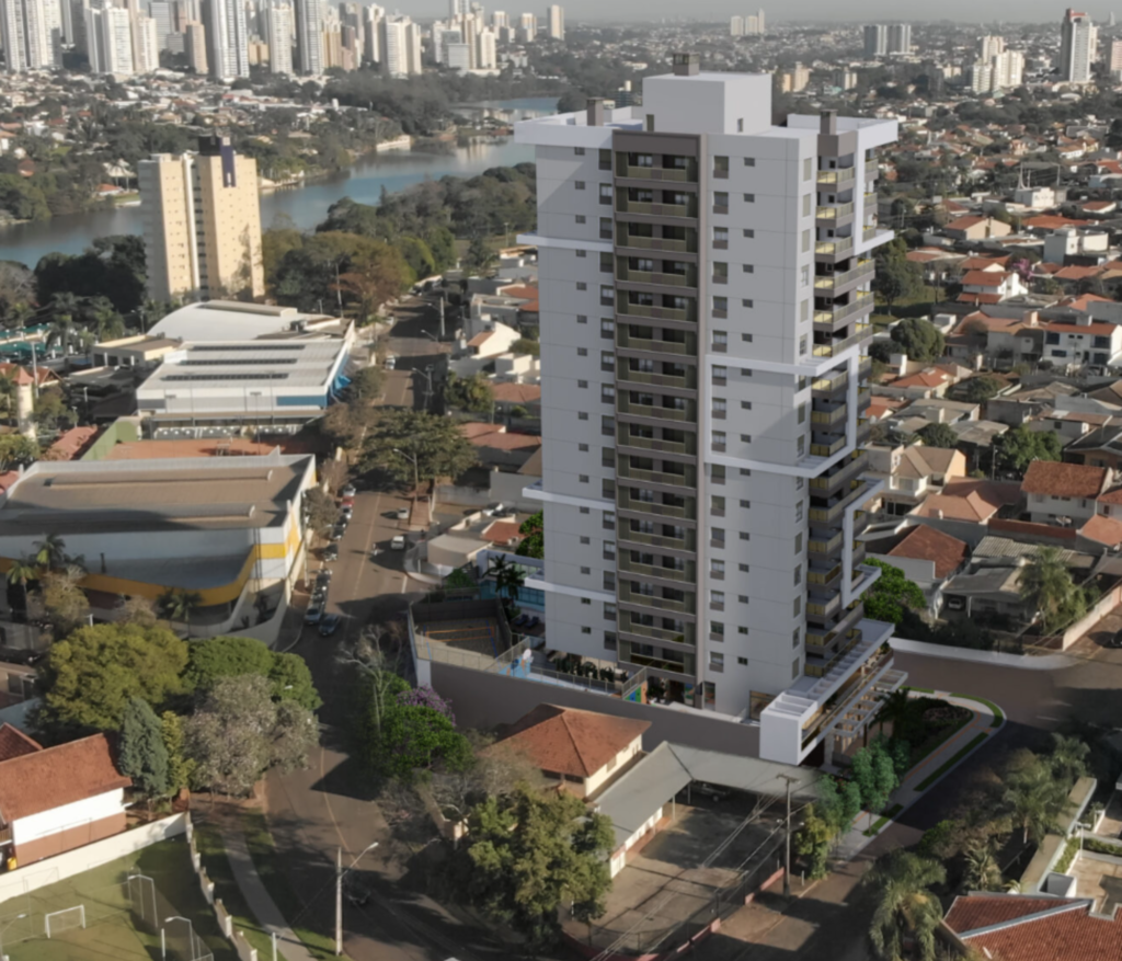 Vistoria de entrega de chaves no empreendimento Aurus da Quadra em Londrina, fachada do condomínio residencial.